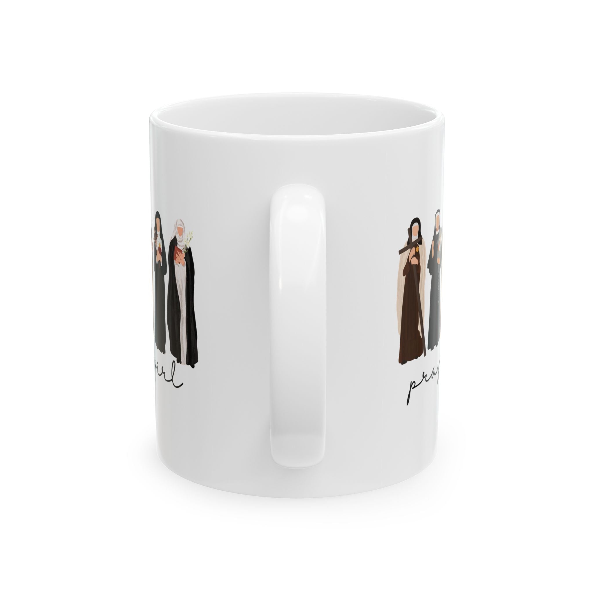 Catholic Saint Mug, Pray Like A Girl, Personalized Religious Gift for Women