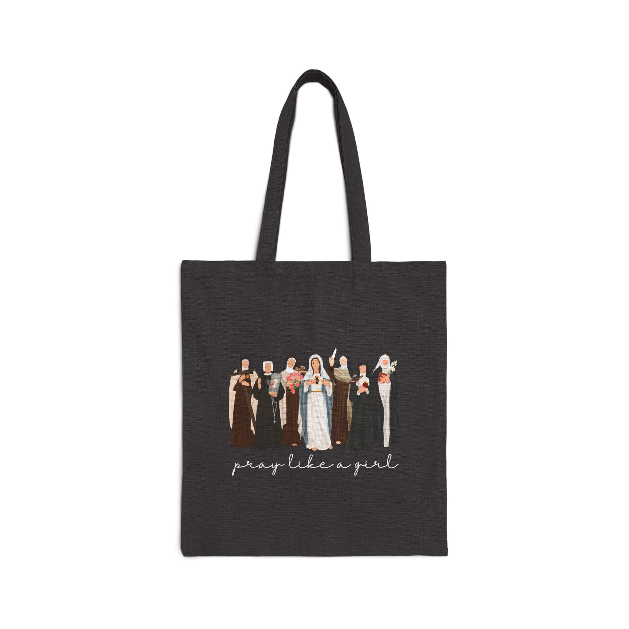 Pray Like  a Girl Tote Bag - Catholic Women Saints Confirmation Gift