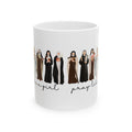 Catholic Saint Mug, Pray Like A Girl, Personalized Religious Gift for Women