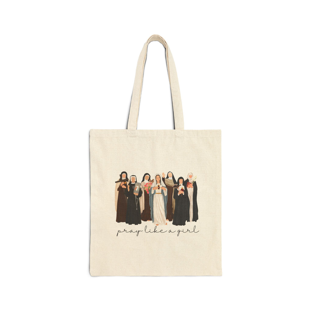 Pray Like  a Girl Tote Bag - Catholic Women Saints Confirmation Gift