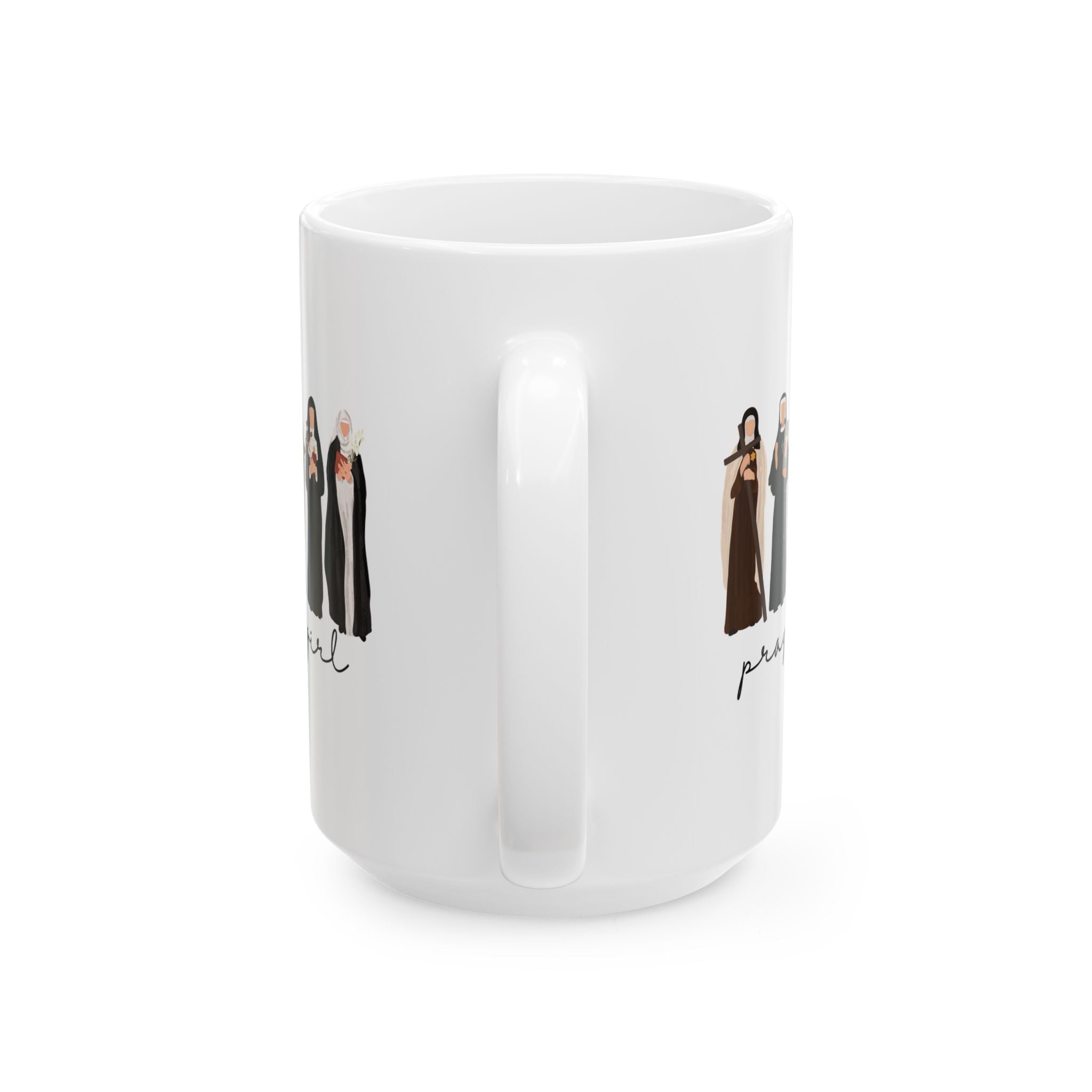 Catholic Saint Mug, Pray Like A Girl, Personalized Religious Gift for Women