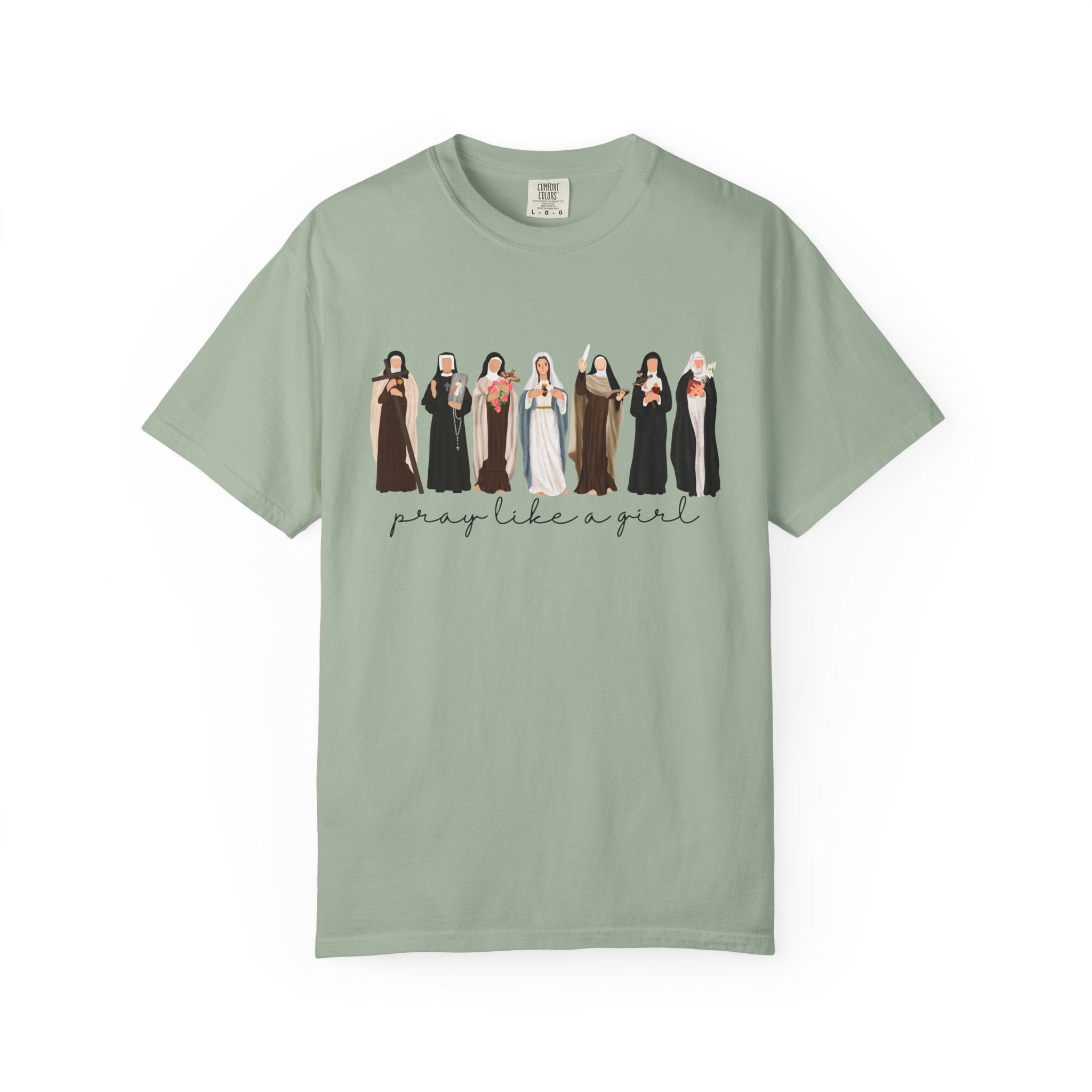 Pray Like a Girl Comfort Color T-Shirt: Catholic Saint Confirmation Gift Tee