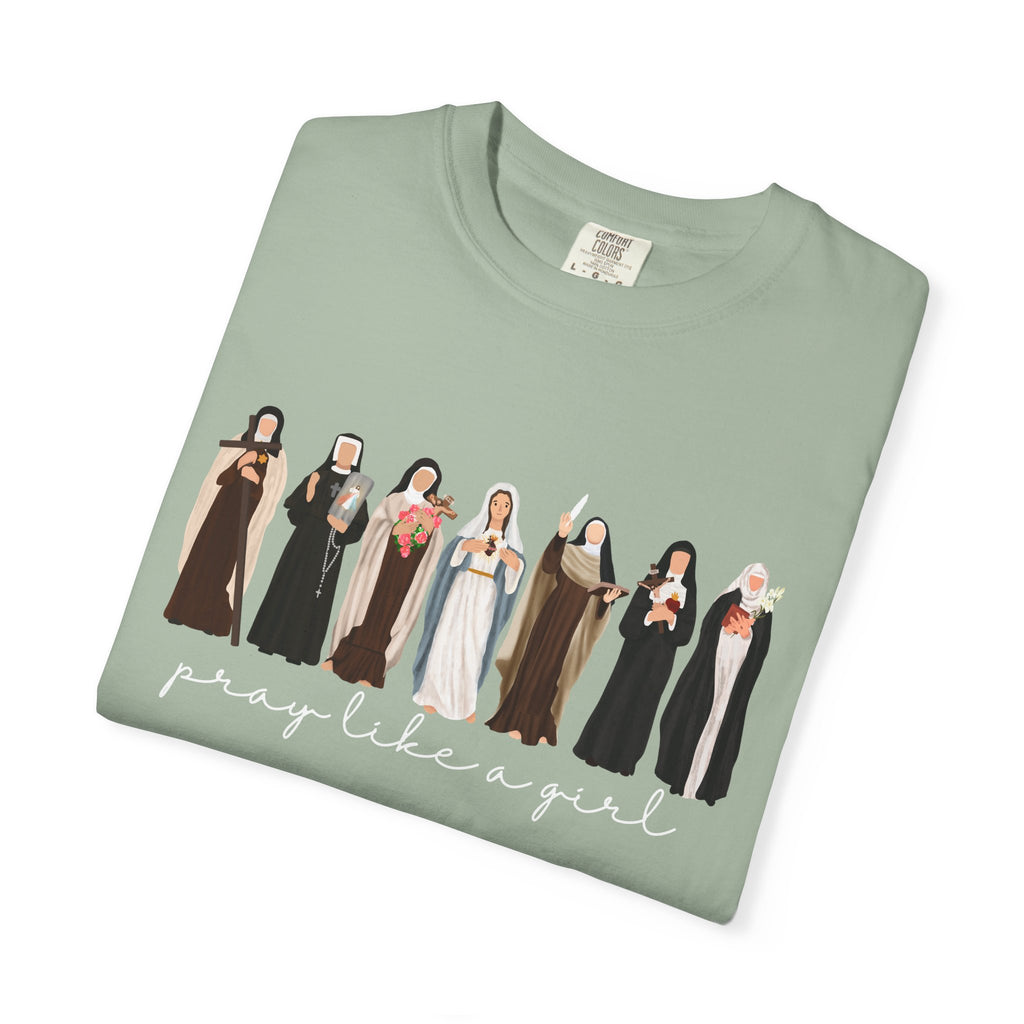 Pray Like a Girl T-Shirt: Catholic Saint Tee